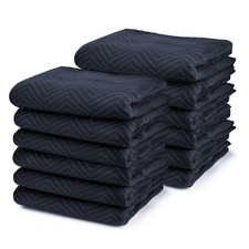 12 Moving Blankets Furniture Pads - Pro Economy - Navy Blue and Black 80" x 72"