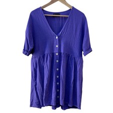 Urban Outfitters Babydoll Linen Blend 90's Style Dress Purple Women's Small