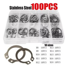 100pcs 304 Stainless Steel External Circlip Retaining Ring Assortment 8-18mm Set