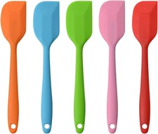 Silicone Spatulas, 8.5 inch Small Rubber Spatula Seamless One Small, 5 Colors 