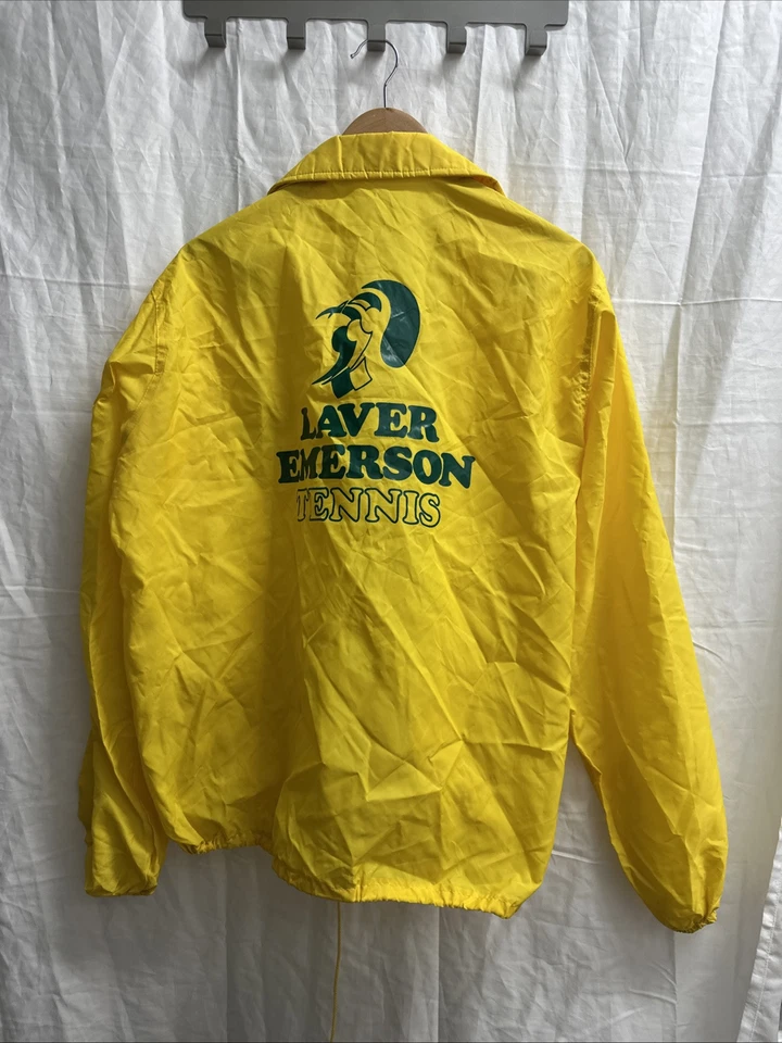 Vintage Laver Emerson Tennis Jacket Windless Men Medium STUNNING YELLOW Oversize - Image 2 of 4