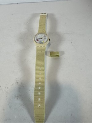 Vintage Swatch Wristwatch Ladies Kasimir LW 116 Cream Colorful Geometric