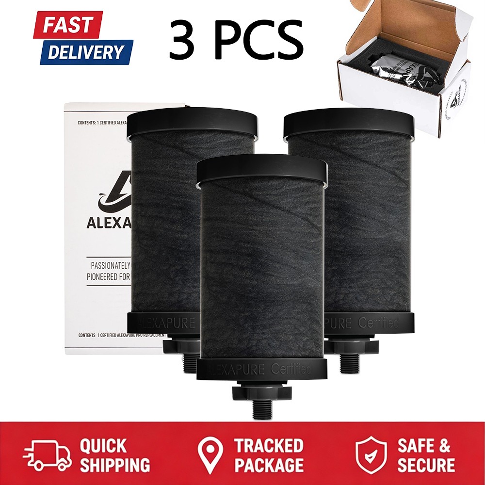 3-Pack Alexapure Pro 2387 Genuine Replacement Water Filter Black