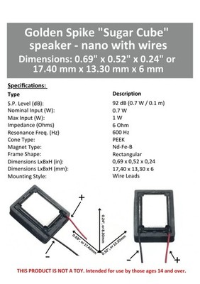 Golden Spike Hobbies ~ Sugar Cube Speaker ~  nano  ~ 6 Ohm ~ GS1511H6W