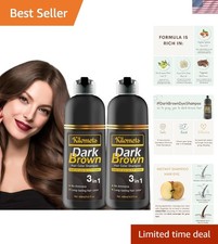 Dark Brown Hair Dye Shampoo 400ml - 100% Grey Coverage in Minutes, Ammonia-Free