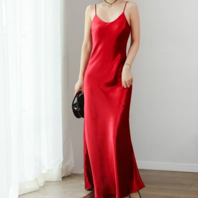 Ladies Satin Dresses Slips Faux Silk Long Strappy Nightdress Petticoats  Camisole | eBay