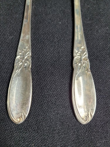 WHITE ORCHID Antique Vtg Silverplated Serving Spoon & Fork Community Oneida 1953 - Picture 5 of 8