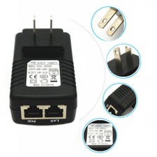48V 0.5A US Wall Plug POE Injector Ethernet Adapter IP Phone Camera Power Supply