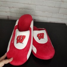 Wisconsin Badgers University Slippers Red 11 12 XL Comfy Feet Football Mens