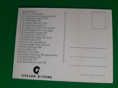 CYCLISME carte équipe cycliste RENAULT ELF 1981 hinault