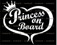 Princess on Board - Crown Heart - Baby Girl -Vinyl Die-Cut Peel N' Stick Decal