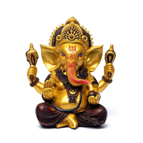 Goldfarbene Ganesha Statue – 23cm – Hindu Gott des Glücks und der Weisheit - 第 2/2 張圖片