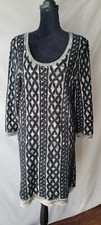 Moth Anthropologie Women Gray Black Geometric Scoop Neck Sweater Dress Large 