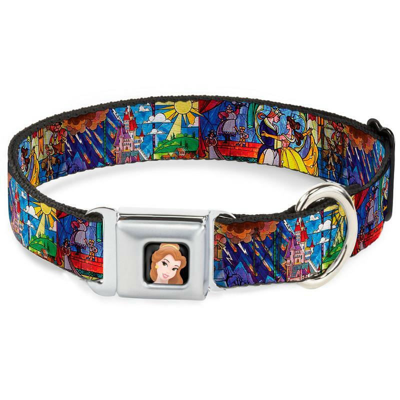 Buckle Down BELLE Seatbelt Dog Collar Medium or Leash Stained Glass Disney