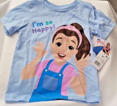 Ms. Rachel Girls Blue T-Shirt Toddler Top 100% Cotton 4T