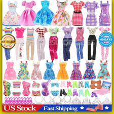 53 PCS Barbie Clothes Doll Fashion Wear Clothing Outfits Dress up Gown Shoes Lot