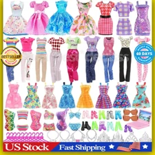 53 PCS Barbie Clothes Doll Fashion Wear Clothing Outfits Dress up Gown Shoes Lot