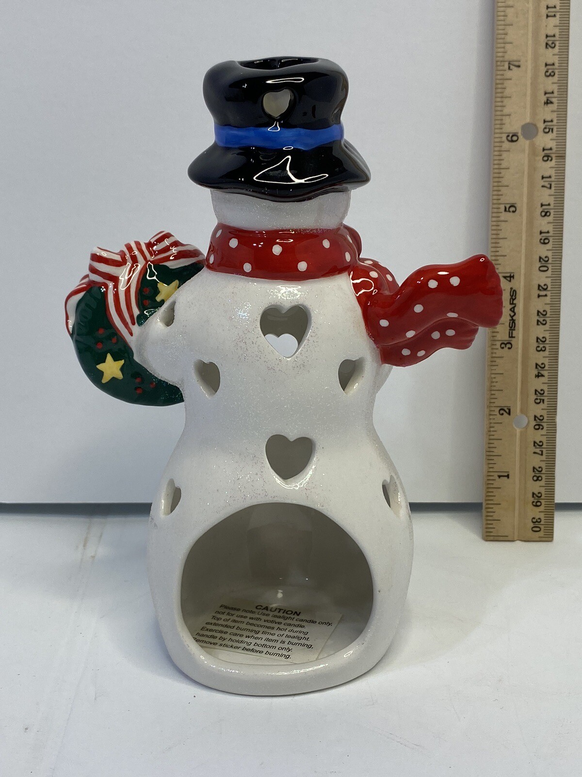Hallmark Tealight Candle Holder Snowman With Wreath, Glitter eBay