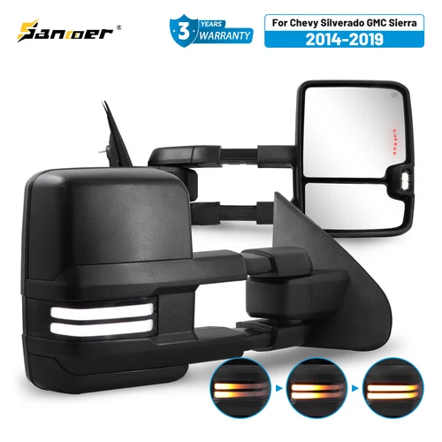 Pair Switchback Power Folding Tow Mirrors For 14-19 Silverado Sierra 1500 2500hd