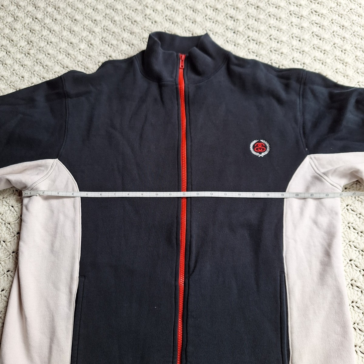 Vtg Stussy Mens Track Suit Full Zip Embroidered Logo Jacket Black