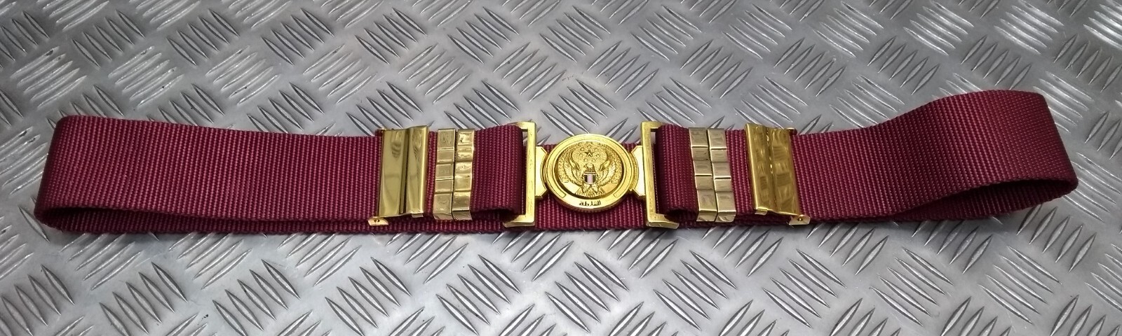 Abu Dhabi Belt Maroon Nylon With Insignia Buckle For Ceremonial & Parade Duties