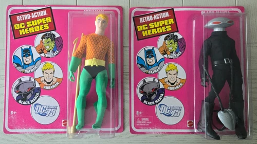 RETRO-ACTION DC Super Heroes AQUAMAN & BLACK MANTA NEW on Card Mego Style SEALED