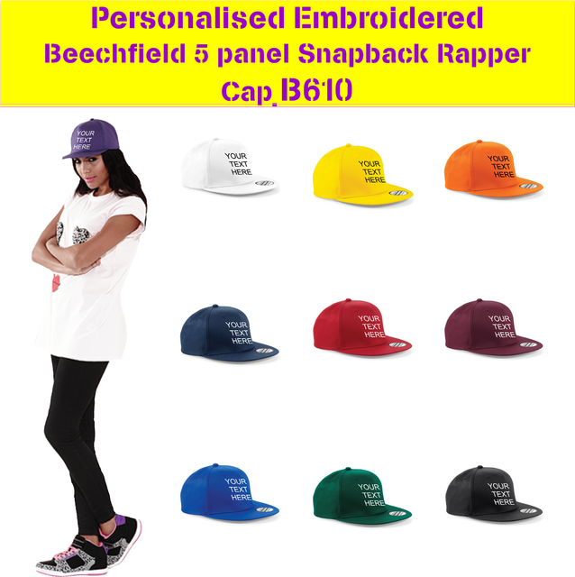 beechfield 5 panel snapback rapper cap