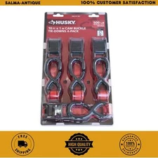 4 PACK Cam Buckle Tie-Down Straps with S Hook 1 In. X 10 Ft Heavy Duty Strap