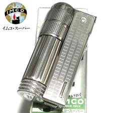Imco Flint Super Silver Plain Pattern Stainless Steel Oil Lighter Japan