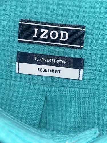 Izod All-Over Stretch Teal Mens LS Dress Shirt XXL 56” Chest Gently Used - Picture 2 of 7