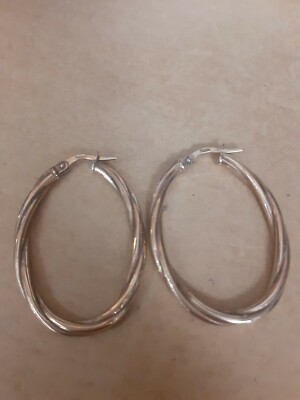  9ct genuine Gold twisted Hoop loop Pierced Earrings Hallmarked gold medium size