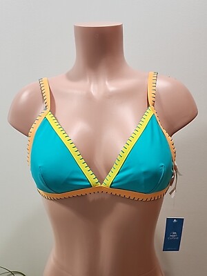 NWT Cupshe Bikini Triangle Top S Teal Orange Yellow
