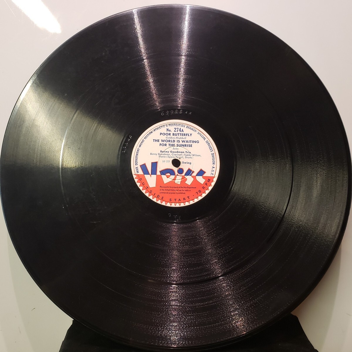 V-Disc No.274 Benny Goodman Trio Poor Butterfly-Lee Castle I