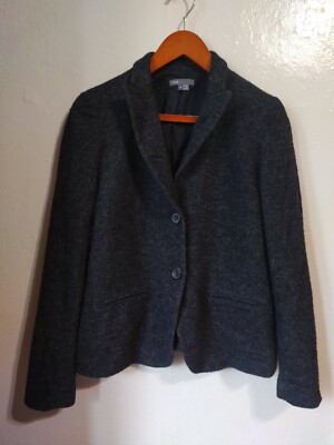 Vince Women's Charcoal Herringbone Wool Blazer Size 6 Small No Packets 