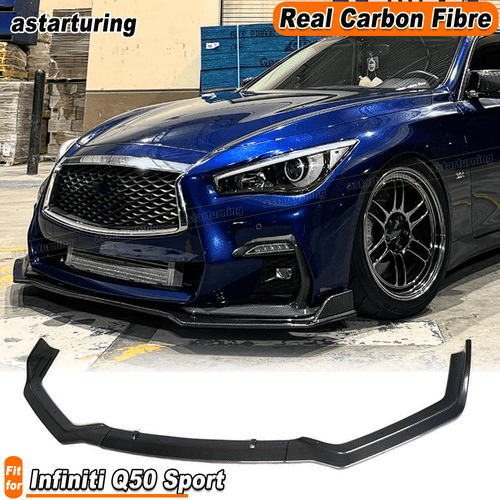 For Infiniti Q50 Sport Sedan 2018-23 REAL CARBON FIBER Front Bumper Lip Spoiler