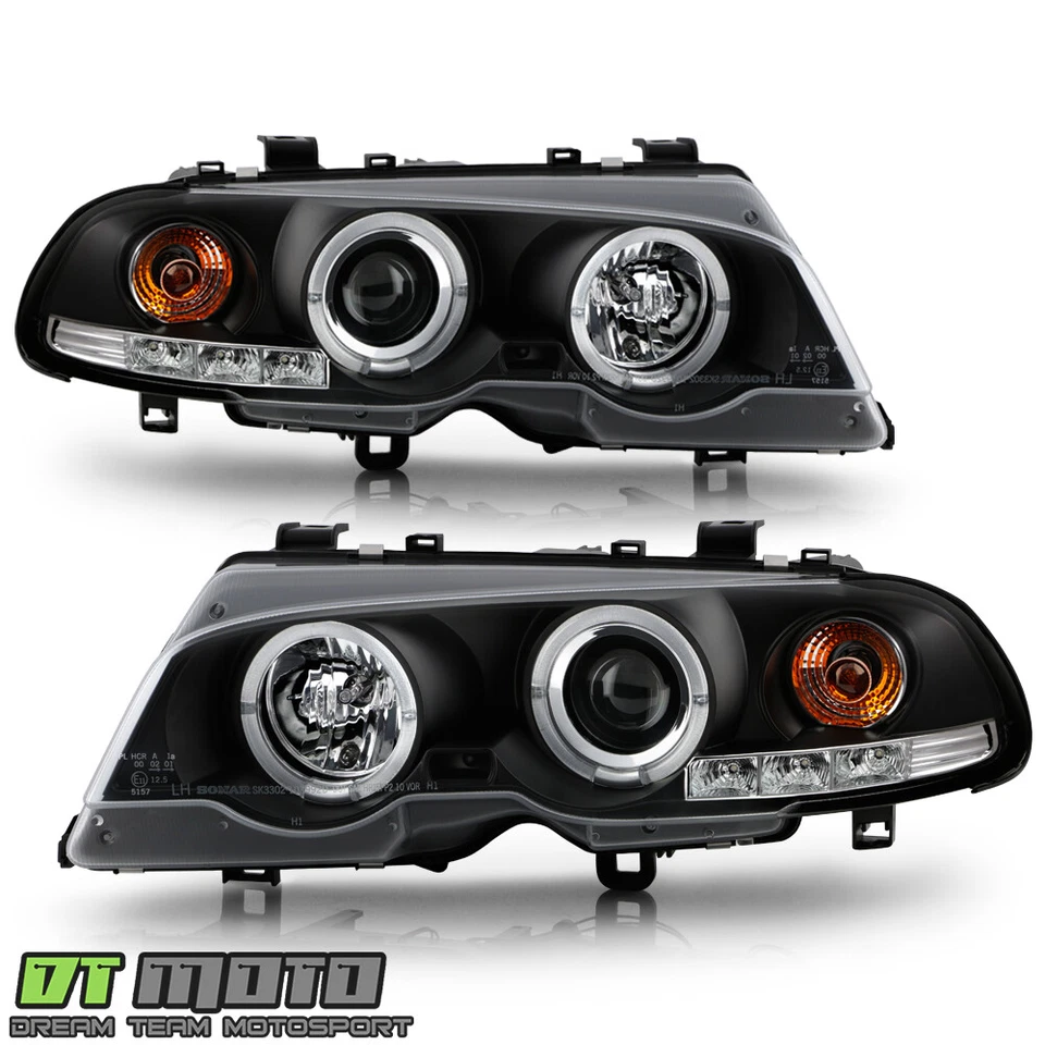 Juego de faros LED proyectores halo cupé serie 3 BMW E46 2000-2003 negros Foto 3 de 4