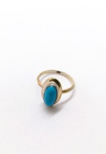 Sterling Silver 925 Bezel Set Turquoise Ring 7/O 17.3 mm