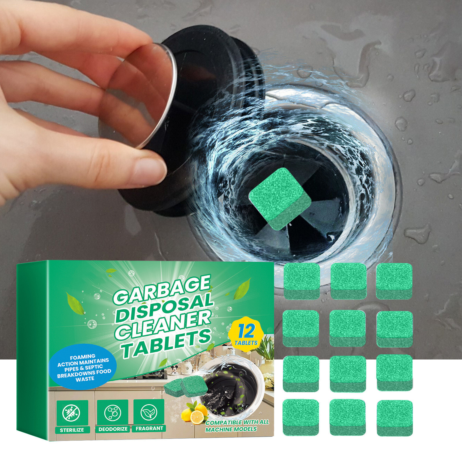 Garbage Disposal Cleaning Tablets Kitchen Food Waste Disposer Pipe Cleaning