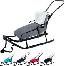 Luge Gagadumi OSLO en Métal avec Dossier, Barre de Poussée et Chancelière d’Hive