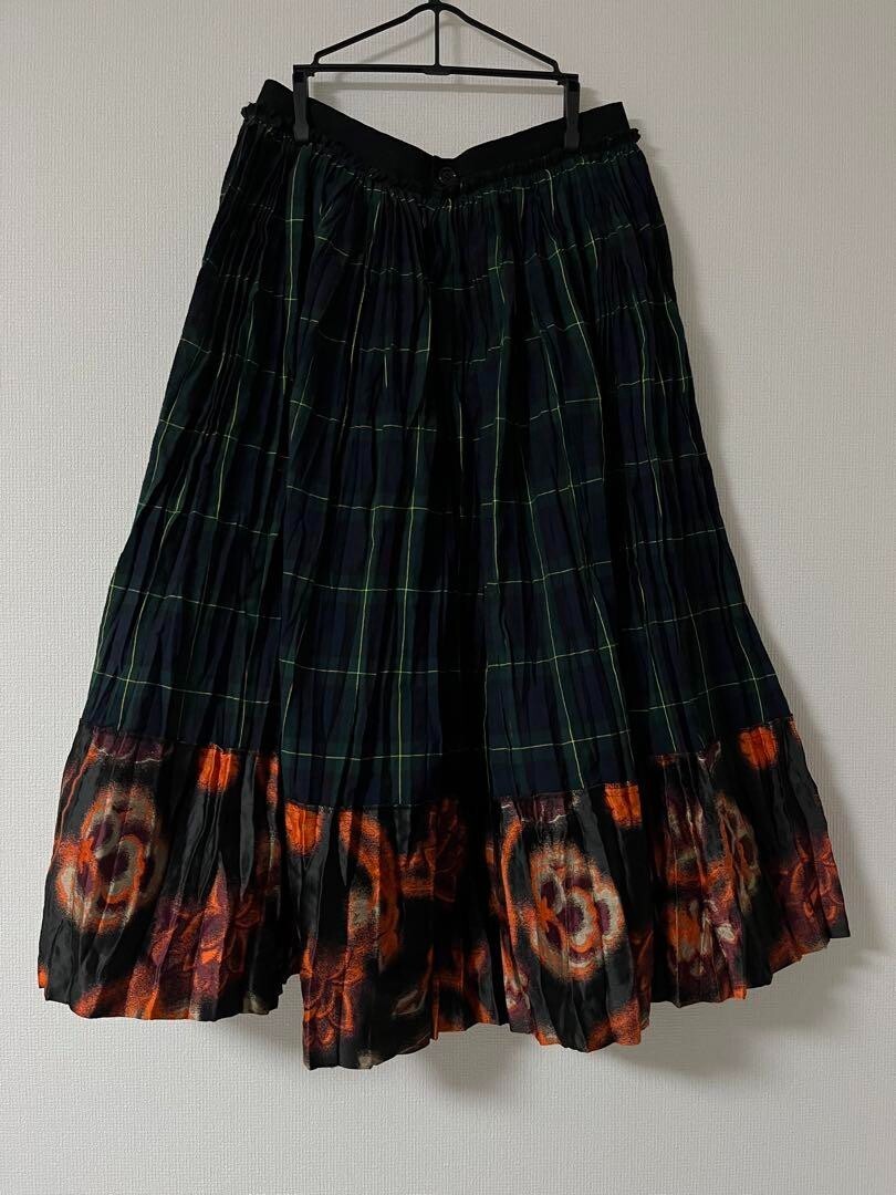 Comme des Garçons Pattern Pleats Skirt tricot COMME des GARCONS Floral pattern Pleats Skirt S Multicolor