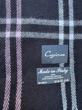 Women’s Winter Cejon Scarf Made In Italy Black Plaid w Rose & White Stripes