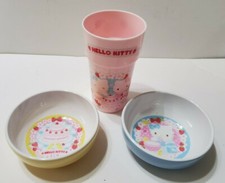 Hello Kitty Bowls and Cup 2 Melamine Bowls Plastic Cup Sanrio 2008