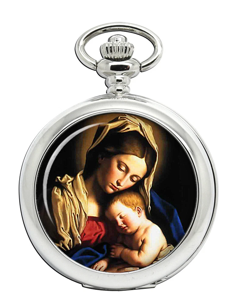Holy Mother Mary and Baby Jesus Pocket Watch