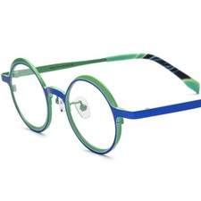 Vintage Pure Titanium Round Eyeglass Frames Optical RX Black Glasses 43-24-145