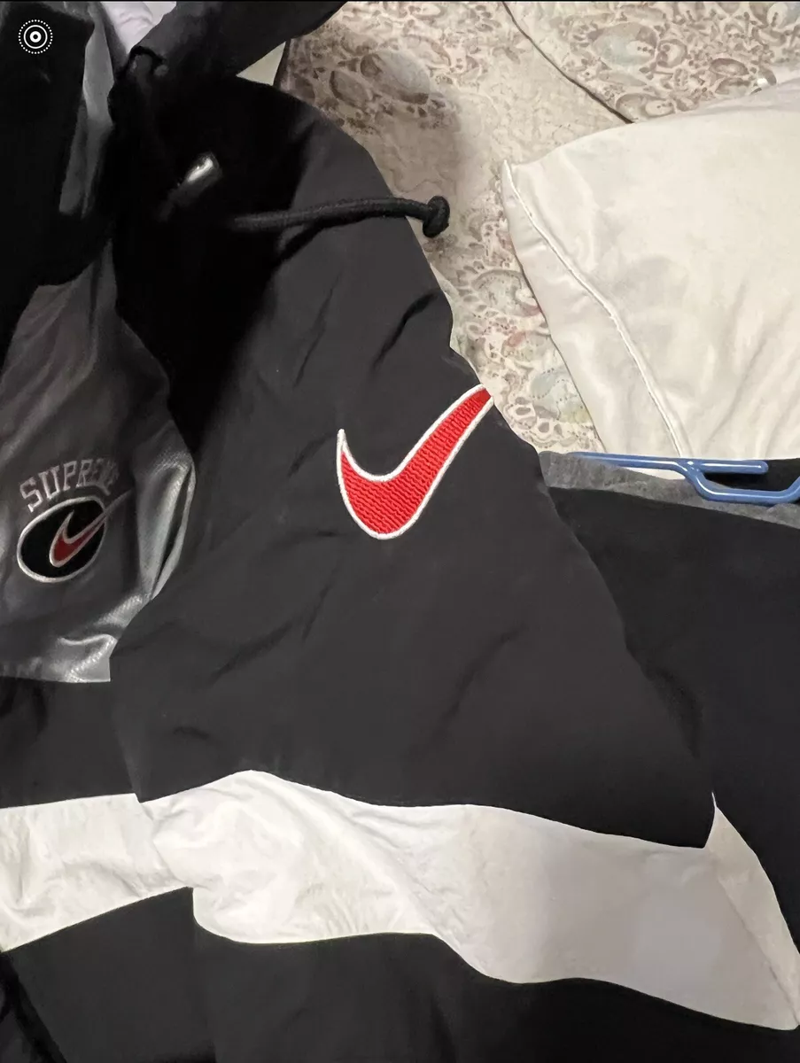 Supreme Nike Hooded Sport Jacket Black silver White Puffer Puffy