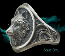 New Wolf Head Nordic Tribal Mythology Viking Mens Ring
