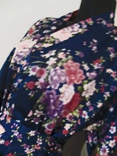 EPLAZA, Size Large  Sexy Short  Robe - Lingerie - Blue/Pink Floral