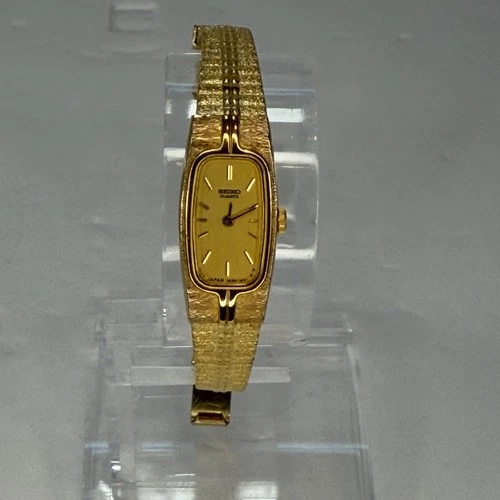 Vintage Seiko Watch Women 13mm Gold Tone Petite 2E20-6311 Needs Battery 5.25"