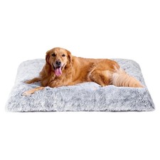 Extra Large Grey Plush Dog Crate Bed Pillow 41x27.5 Inches Dog Crate Mattress