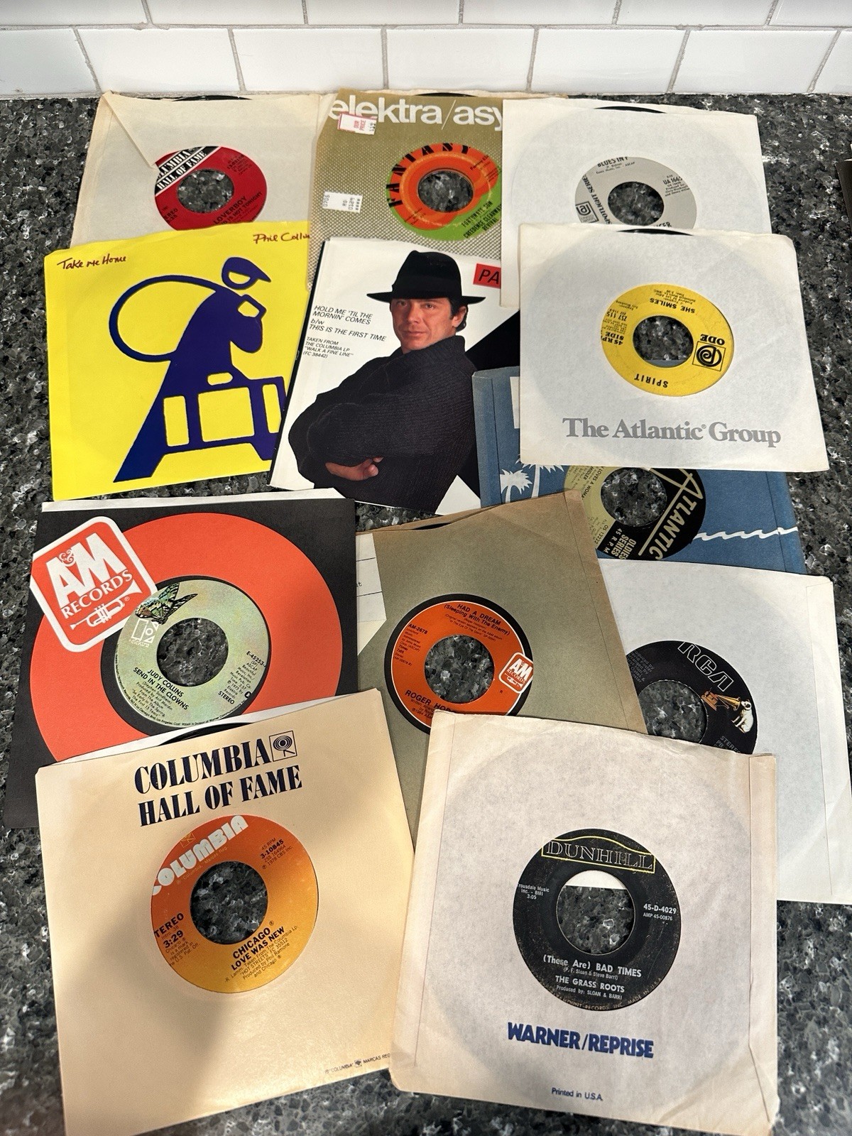 Lot of 36 Vinyl Records 45s 7" Sleeves Classic Rock N Roll 70s 80s Music Retro